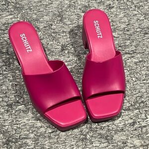 Schutz pink platform shoes